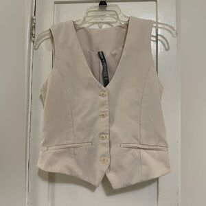 Vuori Cream Button-Up Vest size xs